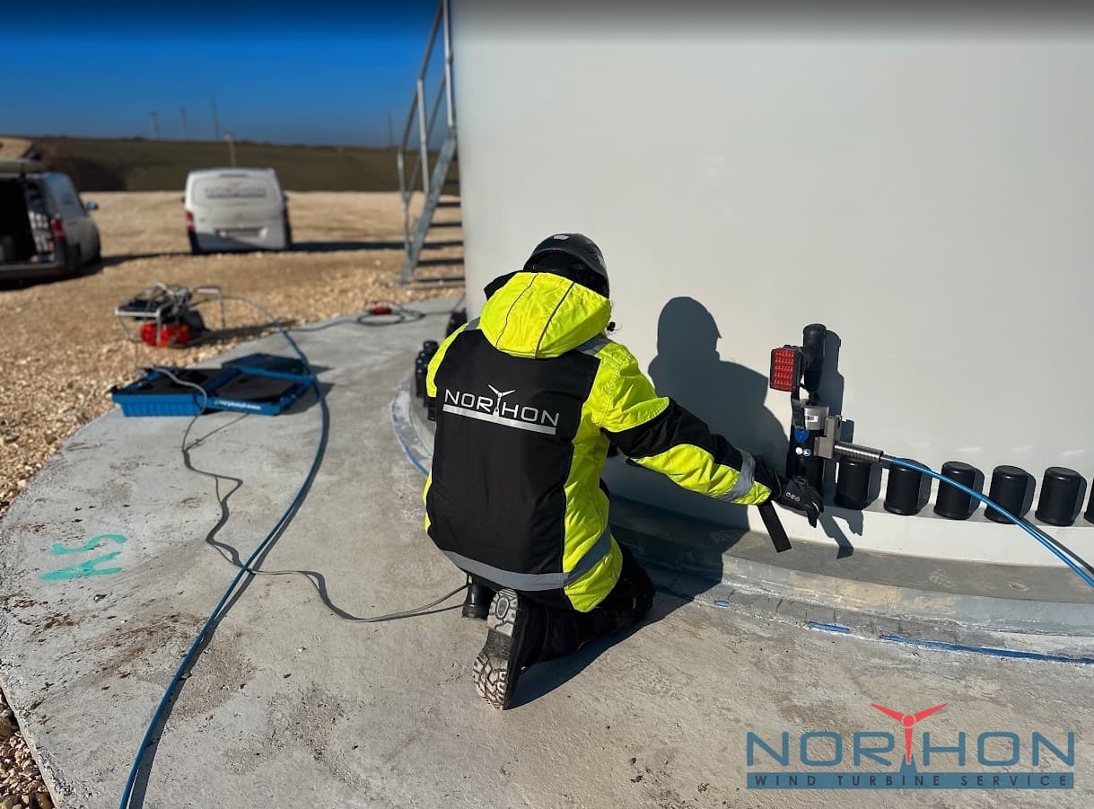 Northon technician during Type 1 maintenance on a Nordex Delta 4K turbine in Lithuania