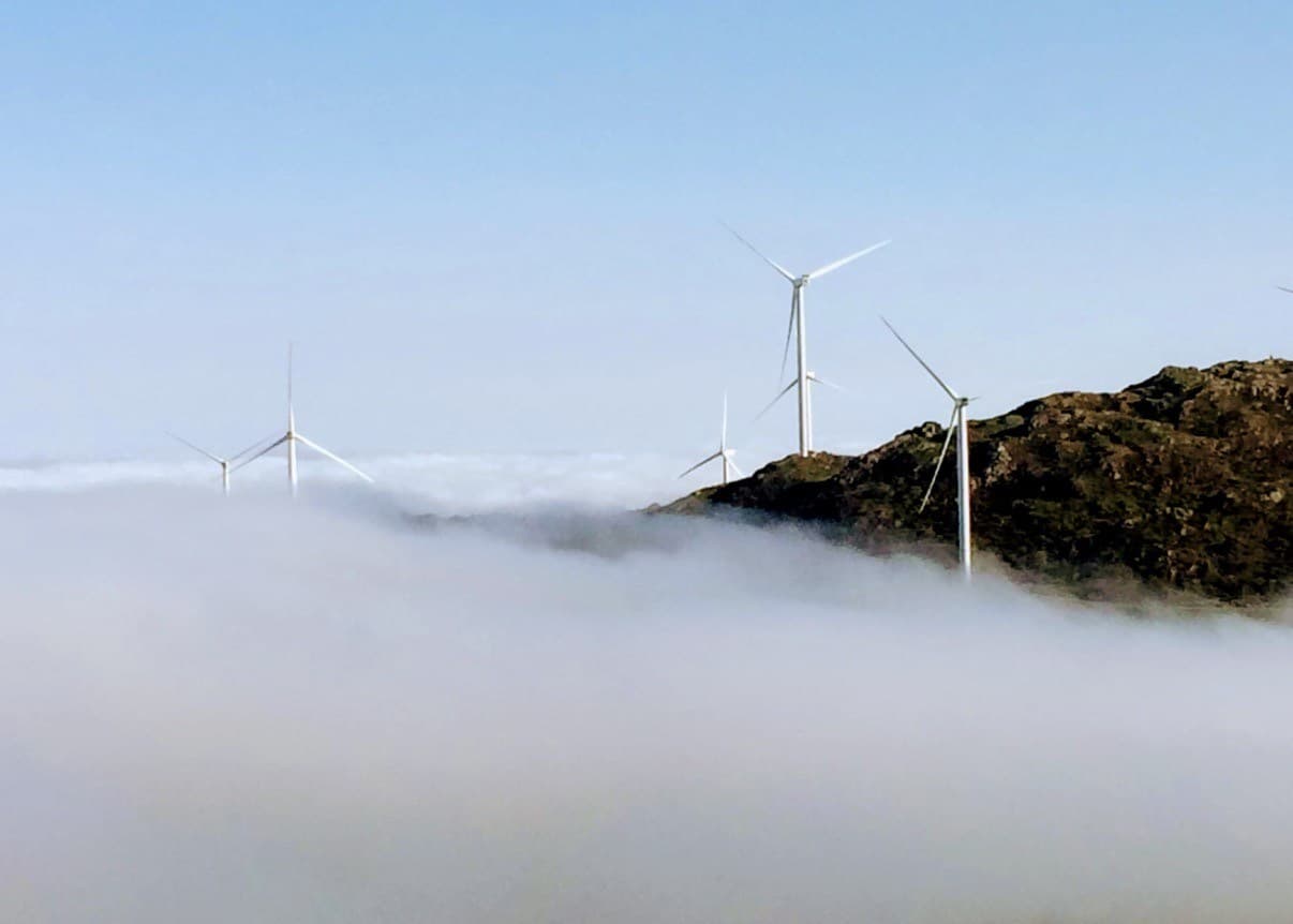 Nordex Gamma turbines above a layer of fog in Norway